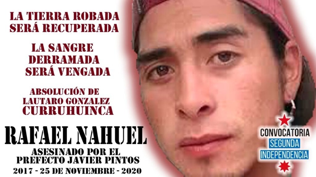 Hoy, a tres años del asesinato por la espalda de  Rafita Nahuel Salvo, weichafe  de la la Lof Lafken Winkul Mapu, el  dolor  y la bronca no atemperan. Territorial Convocatoria Segunda Independencia