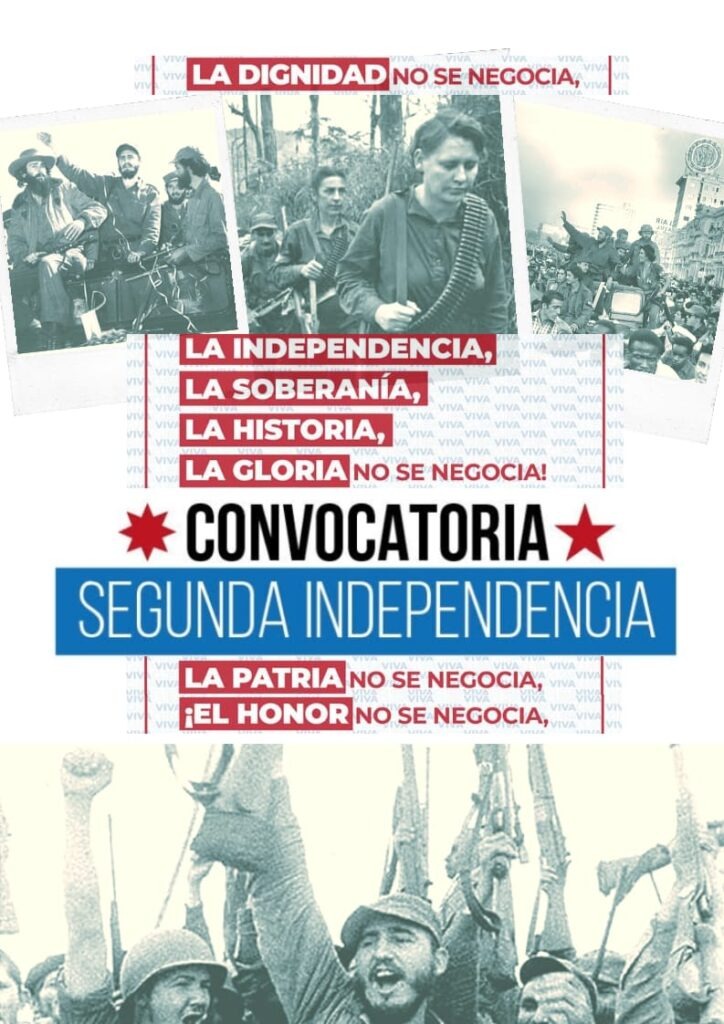 Saludamos a CUBA, la digna y la rebelde a 62 años de la gloriosa Revolución, Convocatoria Segunda Independencia se pone de pie frente a los Revolucionarios Memoria Histórica Convocatoria Segunda Independencia
