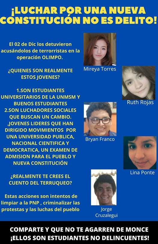 Las Dianas en Convocatoria Segunda Independencia  repudiamos enérgicamente el operativo Olimpo ejecutado en Perú. Género Convocatoria Segunda Independencia