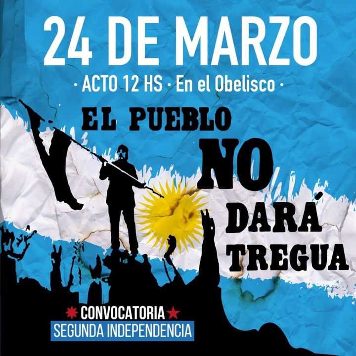 EL 24/3. 12 HS EN EL OBELISCO Comunicados Convocatoria Segunda Independencia